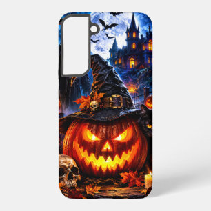 Lebendiger leuchtender Kürbis-Hexenhut Galaxy S22+ Samsung Galaxy Hülle