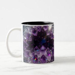 Lebendiger lila Amethyst Kristall Geode Funkelnd Zweifarbige Tasse
