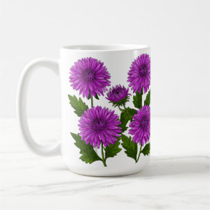 Lebendiger lila Chrysanthemenstrauß Kaffeetasse