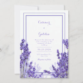 Lebendiger Lila-Lavendel-Indigo-Rahmen-Hochzeit Einladung