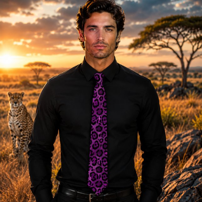Lebendiger Lila Leopard Krawatte (Von Creator hochgeladen)