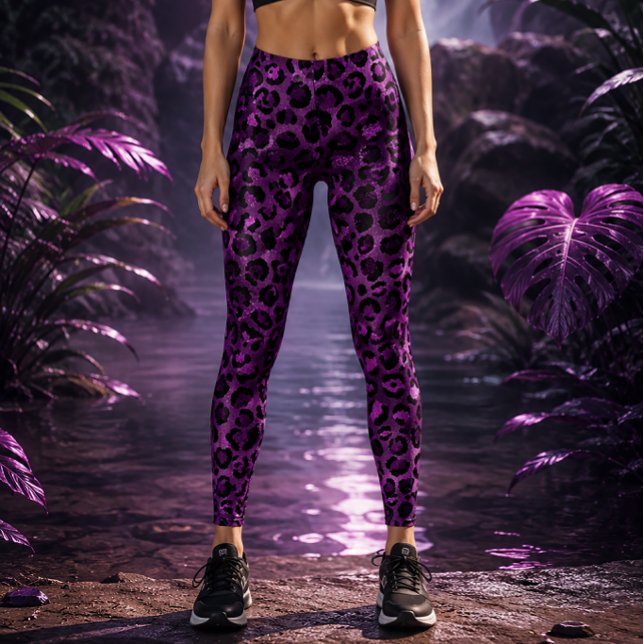 Lebendiger Lila Leopard Leggings (Von Creator hochgeladen)