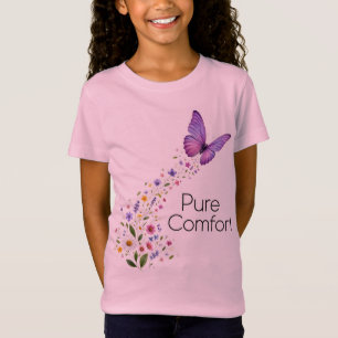 Lebendiger lila Schmetterling mit Wildblumenpfad T-Shirt