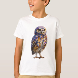 Lebendiger Lila- und Gold-Whimsical-Gefleckter Eul T-Shirt