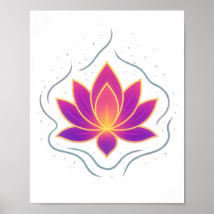 Lebendiger Lotusblumen-Yoga-Wandkunstposter Poster