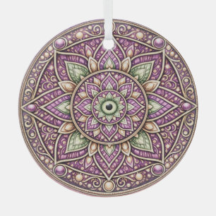 Lebendiger Mandala-Schmuck – Farbige Geometrie Ornament Aus Glas