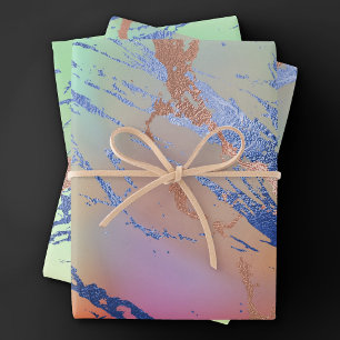 Lebendiger Marmor Farbige kühne Pastell-Wasserfa Geschenkpapier Set