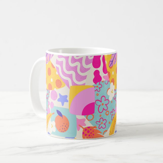Lebendiger Maxi-Patchwork Kaffeetasse (Vorderseite Links)