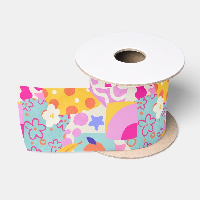 Lebendiger Maxi-Patchwork Satinband (Spule)