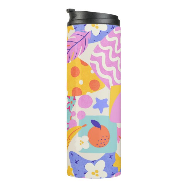 Lebendiger Maxi-Patchwork Thermosbecher (Nach rechts gedreht)
