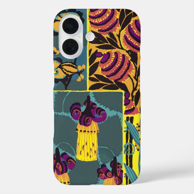 Lebendiger Maximalistischer Lila- und Türkis-Blume Case-Mate iPhone Hülle (Rückseite)