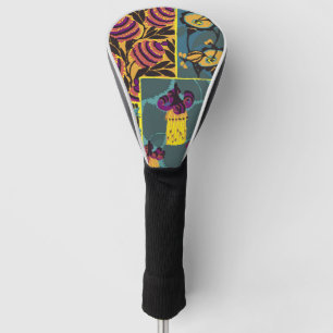 Lebendiger Maximalistischer Lila- und Türkis-Blume Golf Headcover