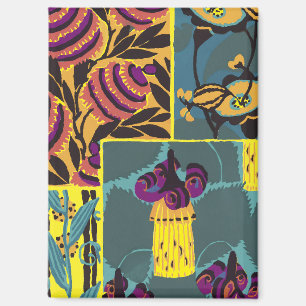 Lebendiger Maximalistischer Lila- und Türkis-Blume Magnet