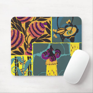 Lebendiger Maximalistischer Lila- und Türkis-Blume Mousepad