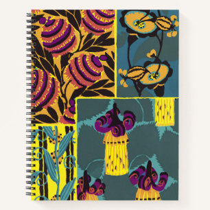 Lebendiger Maximalistischer Lila- und Türkis-Blume Notizbuch