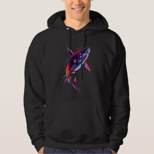 Lebendiger Neon-Hai Moderne digitale Ozeane Hoodie