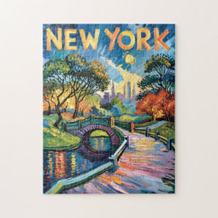 Lebendiger New York Central Park USA Van Gogh Stil Puzzle