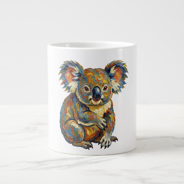 Lebendiger Ölmalstil Bunter Impasto Koala Jumbo-Tasse (Vorderseite)