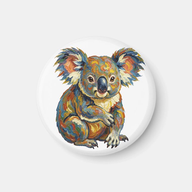 Lebendiger Ölmalstil Bunter Impasto Koala Magnet (Vorne)