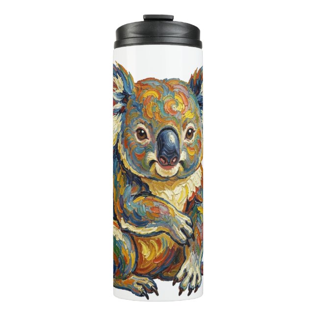 Lebendiger Ölmalstil Bunter Impasto Koala Thermosbecher (Vorderseite)