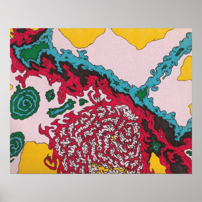 lebendiger organischer psychedelischer Surrealismu Poster (Vorne)