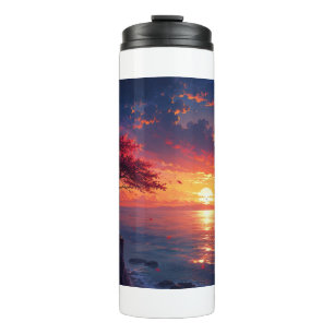 Lebendiger Ozean-Sonnenuntergang-Reisebecher   Far Thermosbecher
