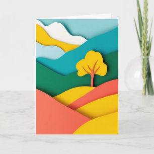 Lebendiger Papierschnitt-Bergbaum Karte