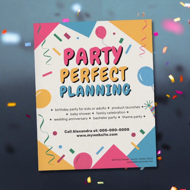 Lebendiger Partyplaner Flyer (Vibrant Party Planner Flyer)