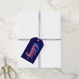 Lebendiger Pastell-Gradient HAPPY-Typografie - Mod Geschenkanhänger