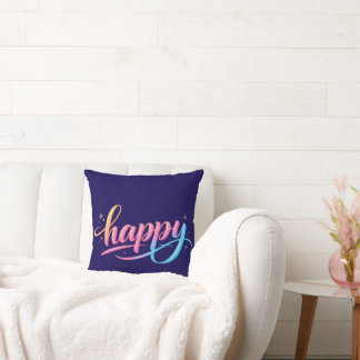 Lebendiger Pastell-Gradient HAPPY-Typografie - Mod Kissen