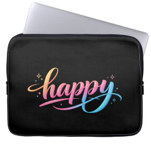 Lebendiger Pastell-Gradient HAPPY-Typografie - Mod Laptopschutzhülle