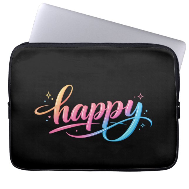 Lebendiger Pastell-Gradient HAPPY-Typografie - Mod Laptopschutzhülle (Vorderseite)