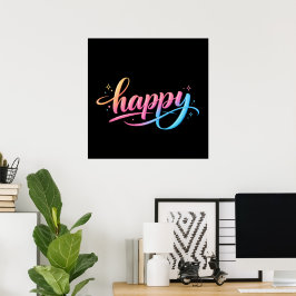 Lebendiger Pastell-Gradient HAPPY-Typografie - Mod Poster