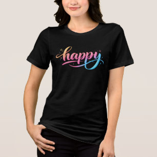 Lebendiger Pastell-Gradient HAPPY-Typografie - Mod Tri-Blend Shirt
