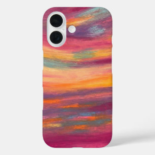 Lebendiger Pastell-Sonnenuntergang Abstrakte Ölmal iPhone 16 Hülle