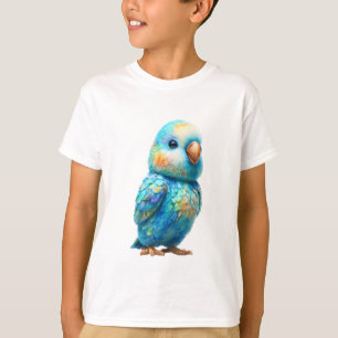 Lebendiger Pastell-Wasserfarb-Blauer Papagei Kinde T-Shirt