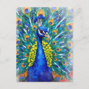 Lebendiger Pfau Postkarte