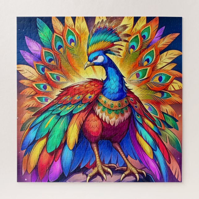 Lebendiger Pfau Puzzle (Vertikal)