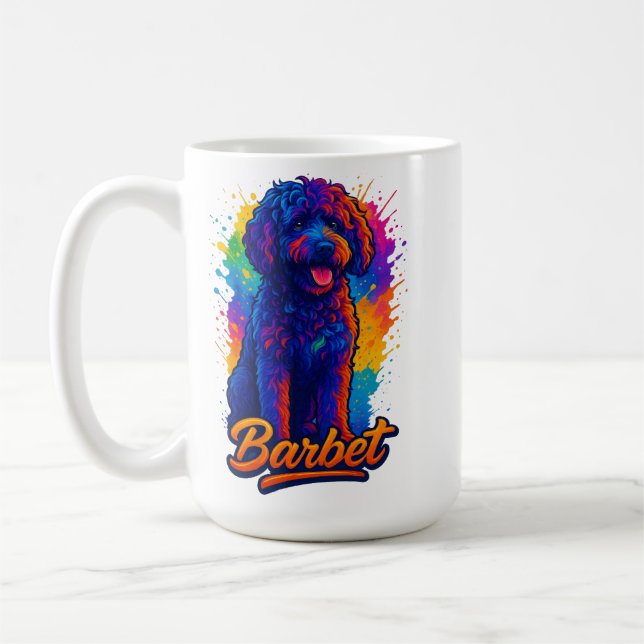 Lebendiger Pop-Art-Barbet-Hund Kaffeetasse (Links)