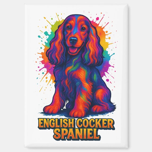 Lebendiger Pop-Art-Englischer Cocker Spaniel  Magnet (Vorderseite)