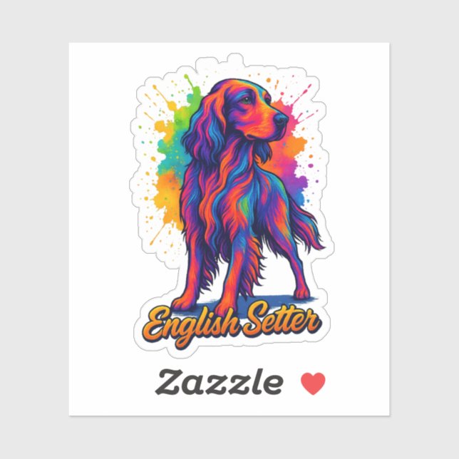 Lebendiger Pop-Art-Englischer-Setter-Hund Aufkleber (Blatt)