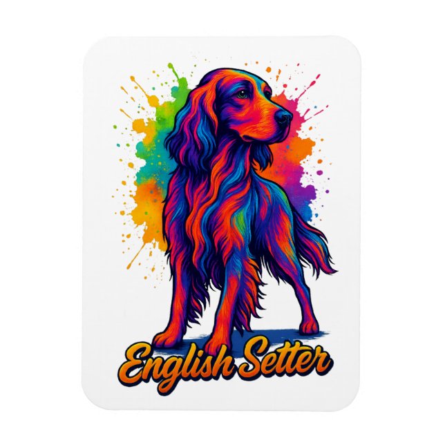 Lebendiger Pop-Art-Englischer-Setter-Hund Magnet (Vertikal)