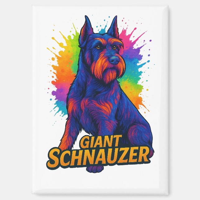 Lebendiger Pop-Art-Riesenschnauzer Magnet (Vorderseite)