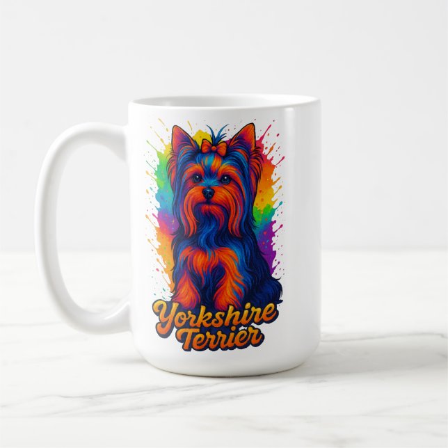 Lebendiger Pop-Art-Yorkshire-Terrier – Farbintensi Kaffeetasse (Links)