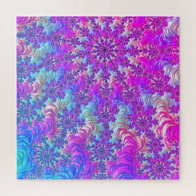 Lebendiger psychedelischer, bunter Groovy Fraktal  Puzzle (Vertikal)