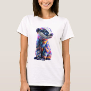 Lebendiger psychedelischer Regenbogen-Honigdachs-F T-Shirt
