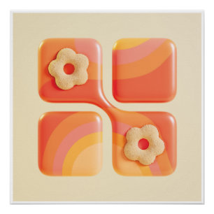 Lebendiger Quasten-Blumen-3D-Kunstprint - Quadrati Poster