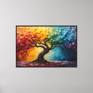 Lebendiger Regenbogen-Baum-Leinwand-Wandkunst Leinwanddruck