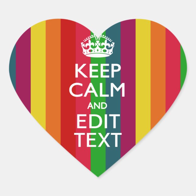Lebendiger Regenbogen Behalte Ruhe und Text indivi Herz-Aufkleber (Vorderseite)