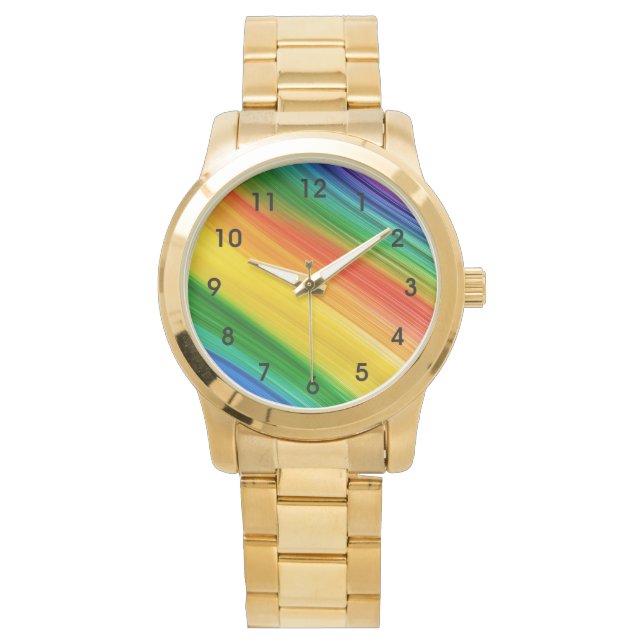 Lebendiger Regenbogen der Farben Armbanduhr (Vorderseite)